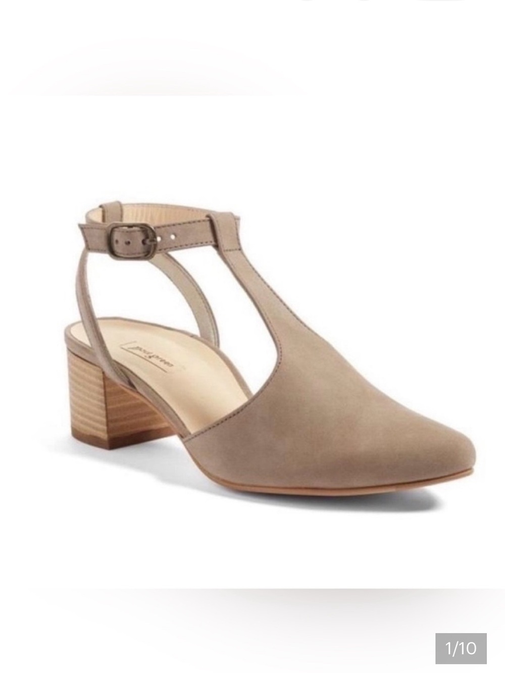 Paul Green T Strap heeled Sandals Taupe Sz 6